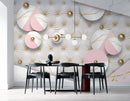 White Pink Glossy Leather look wall covering