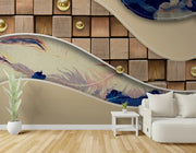 Wooden Block 3D Customised Wallpaper wall covering