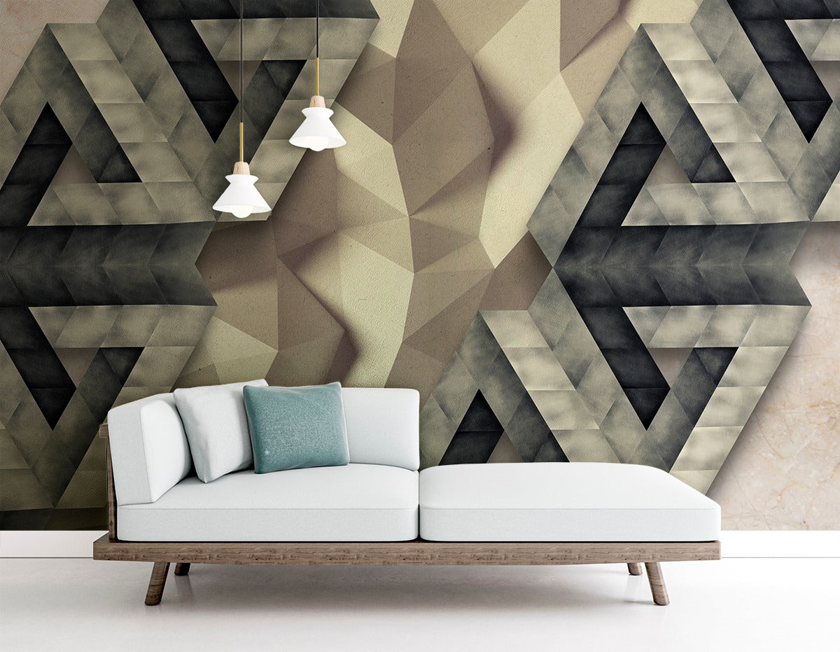 Brown and Black 3D Geometric Design wallpaper for wall