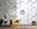 White Geometric 3D Finish wallpaper for wall