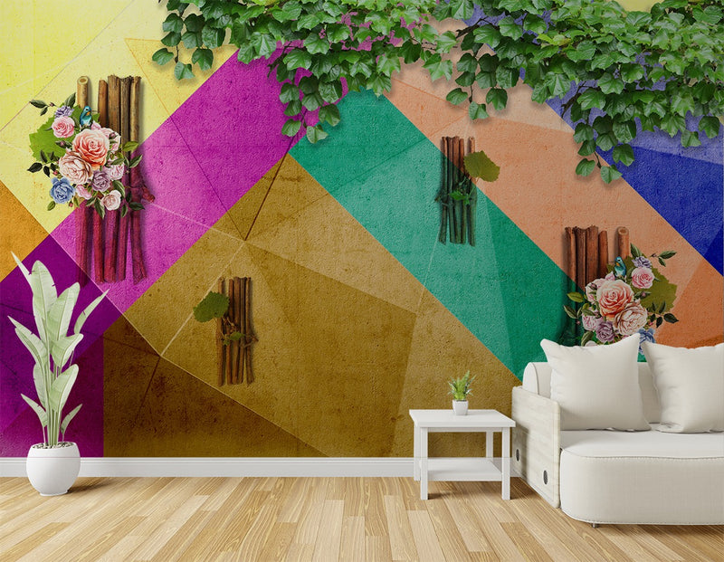 Multi-Colour Wooden Texture Customised wallpaper for wall