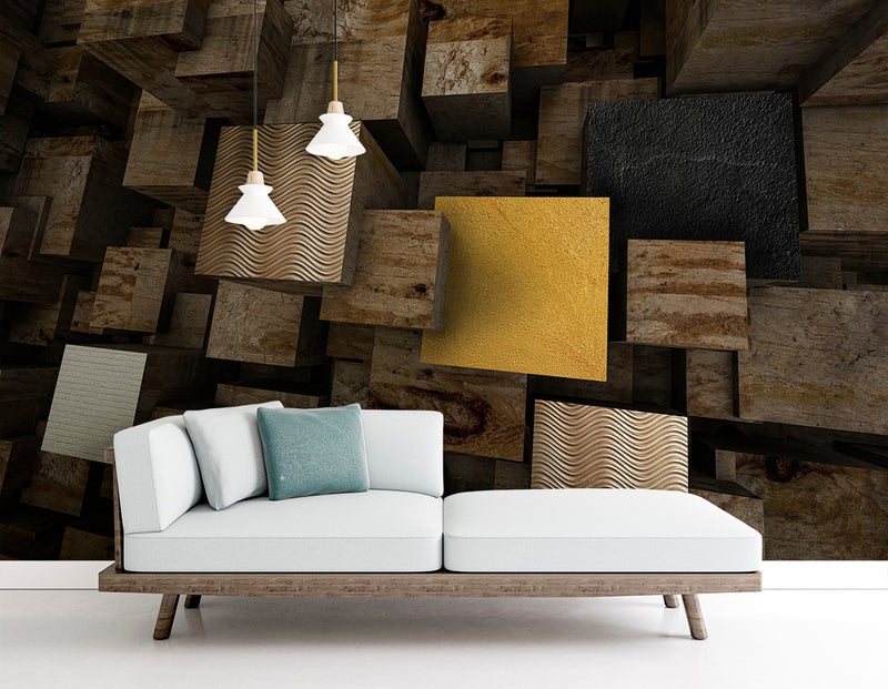 3D Geometrical Wooden Texture wallpaper