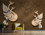 Beautiful Swans Brown Background wallpaper for wall