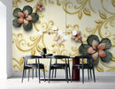 Golden Petals Black Flower wallpaper for wall