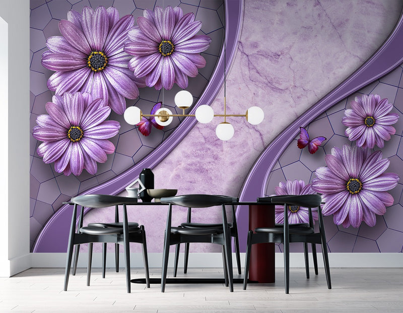 Beautiful Purple Sunflower Customised  wallpaper for wall