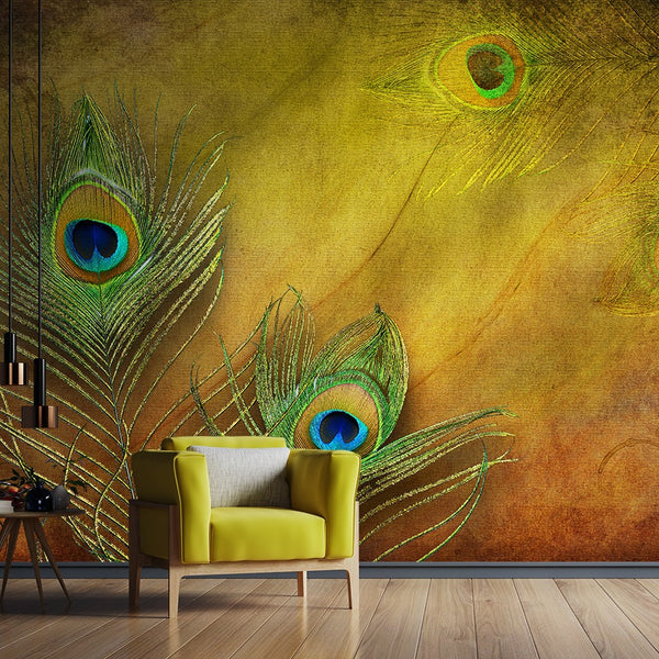 Peacock Feather Texture Feathers 3D Wall Mural Designer Bedroom Wallpaper  Murals | eBay