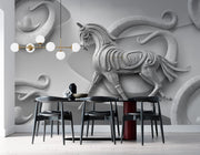 Grey Horse Sculpture Customised wallpaper for wall
