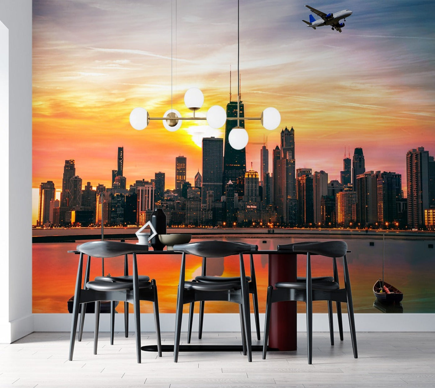 Sea Side Sun Set City Landscape wallpaper for wall