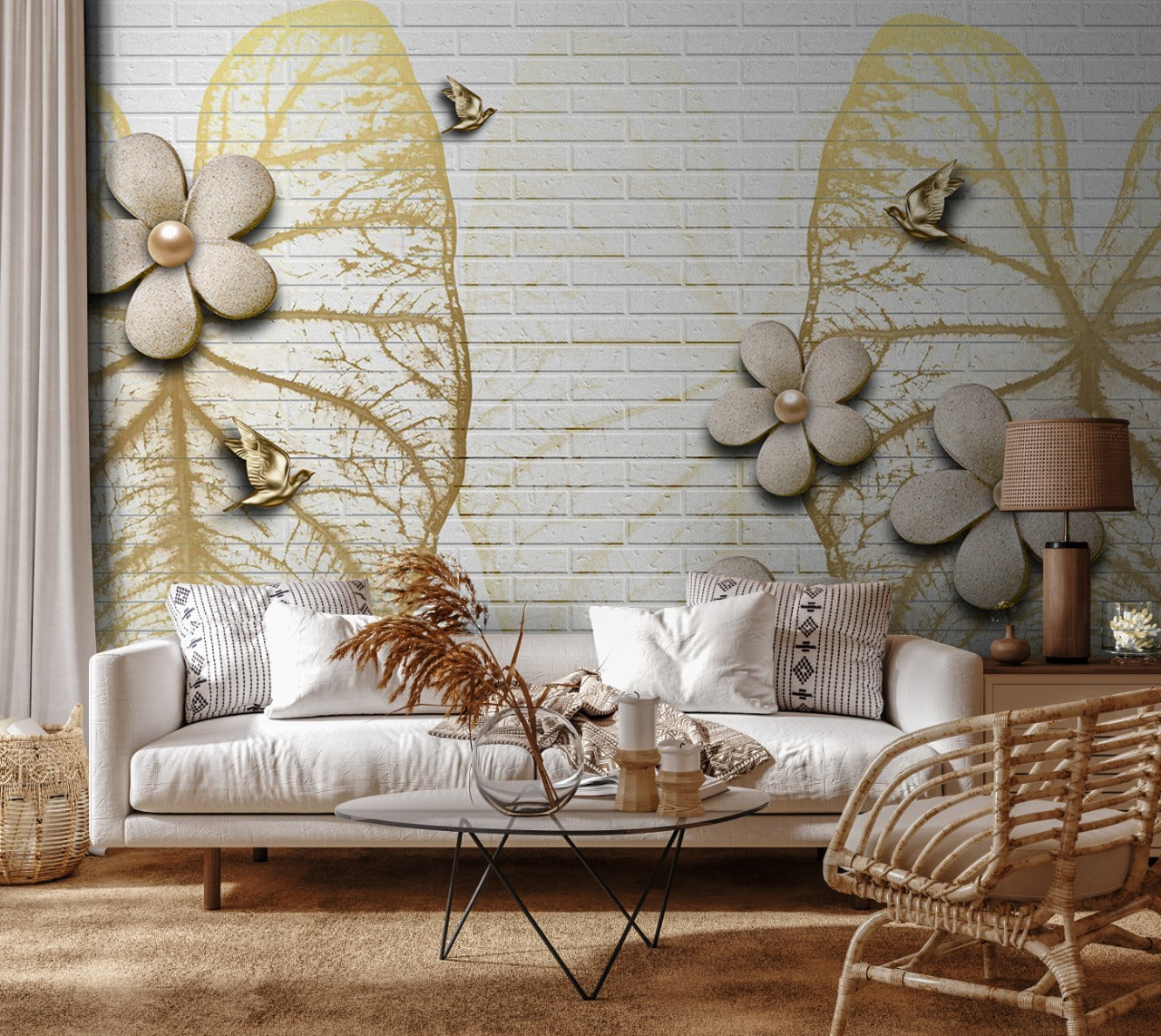 Big Leaves Print wallpaper for wall