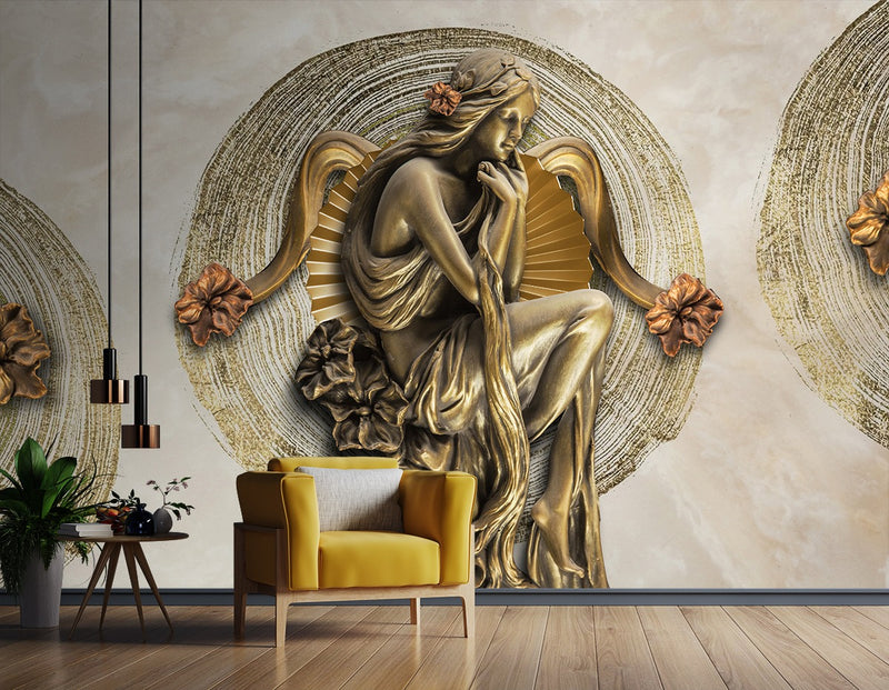 Lady Thinking Sculpture wallpaper for wall