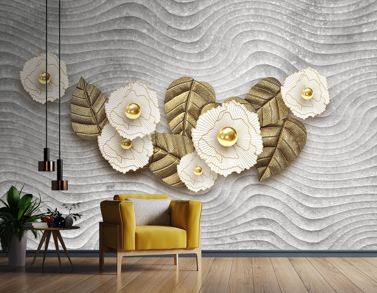 Dry Leaves And White Flower wallpaper for wall
