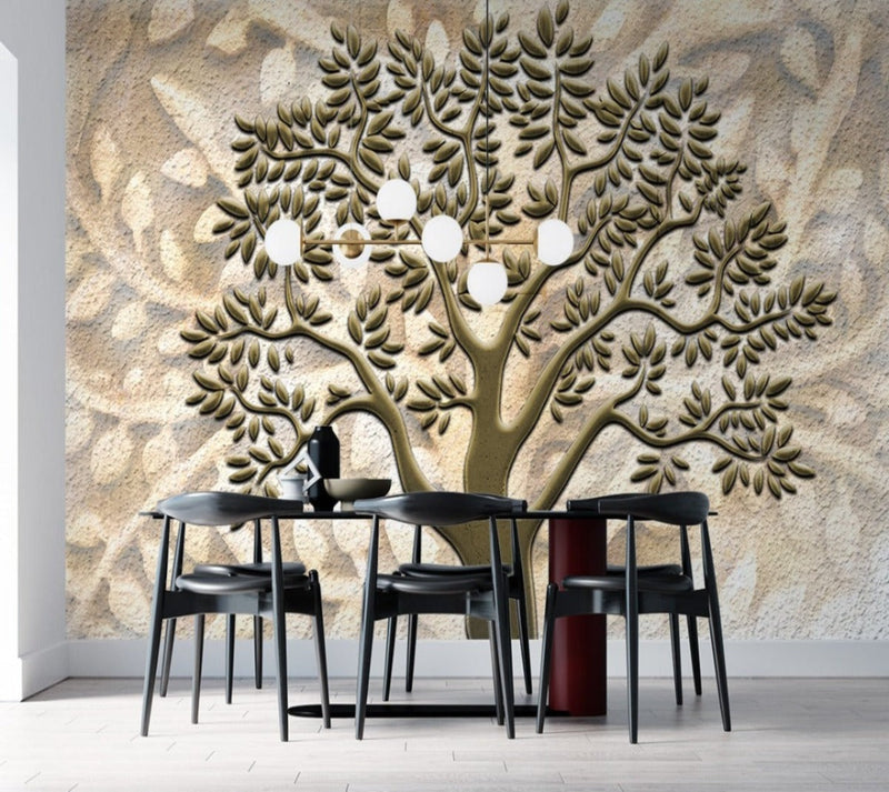 Brown Trees With Leaves wallpaper for wall