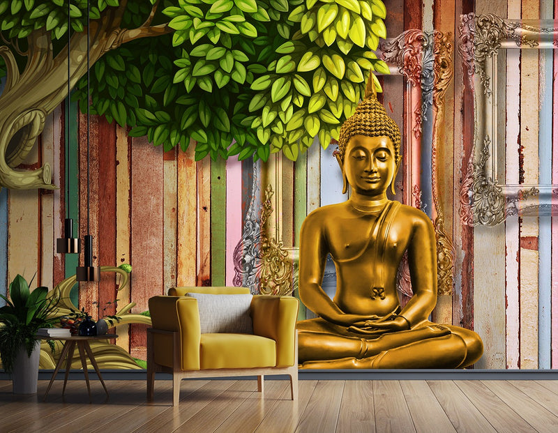 Golden Colour Gautam Buddha Meditating wallpaper