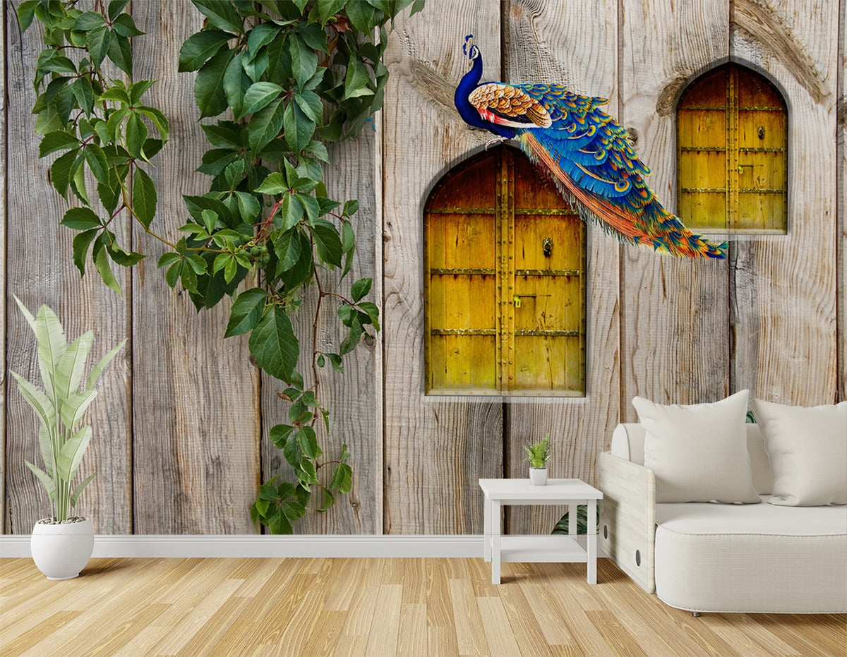 Beautiful Peacock Sitting On Window wallpaper for wall