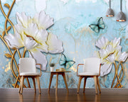 3D White China Rose wallpaper for wall