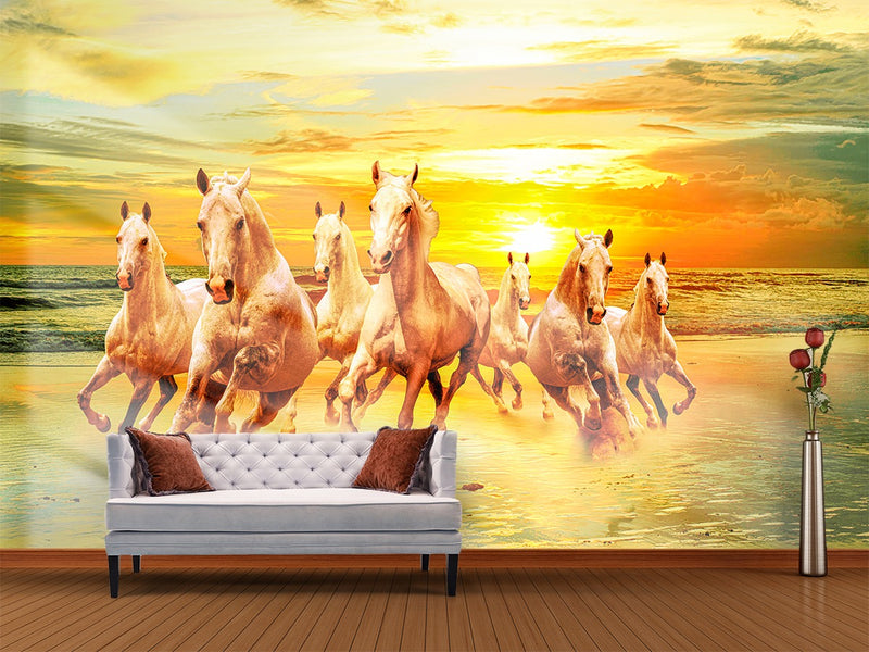 7 Running Horses wallpaper for wall