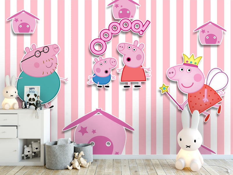 Pink Pigs wallpaper for wall
