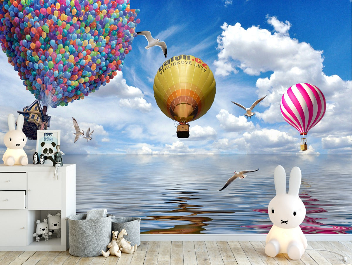 Kids Room Flying Balloons Wallpaper for wall