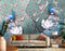 Surreal Pink Flying Birds & Blue Peacock for wall