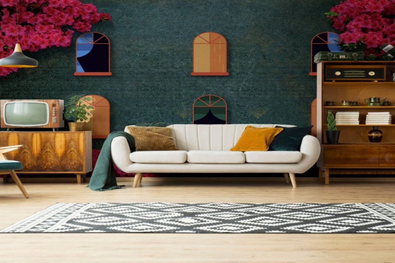 Pink Floral Customized Patterned Wallpaper for wall