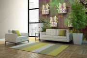 Royal Purple & Green Curtained Windows Wallpaper for wall