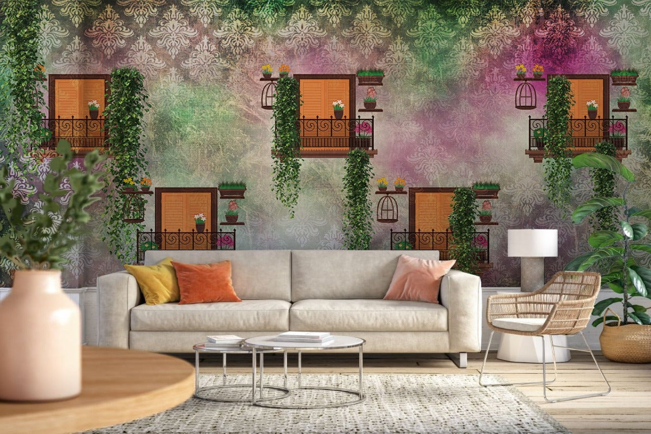 Elegant Royal Hanging Leaves Wallpaper Wall-cover