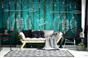 Colored Wood Look Feathers Quote Wallpaper for wall