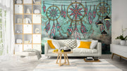 Colorful Sketching Of Dream Catcher & Feathers Hanging Wall-cover