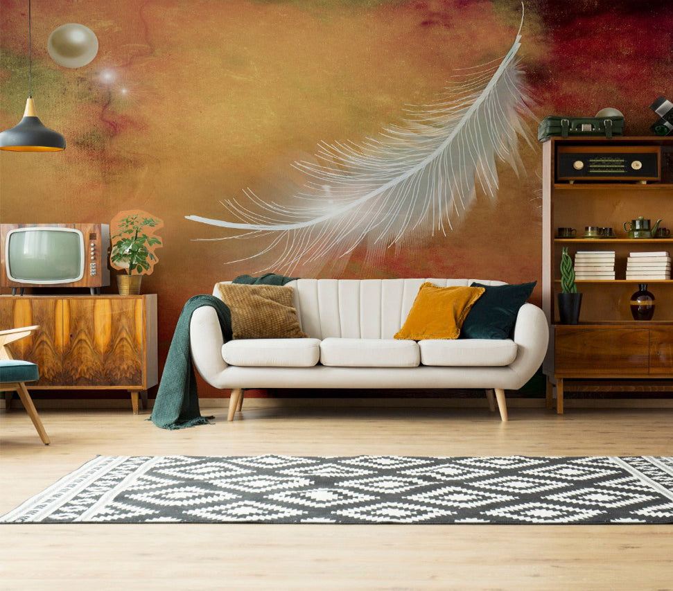 Modern Elegant White Feather Wallpaper Wall-cover