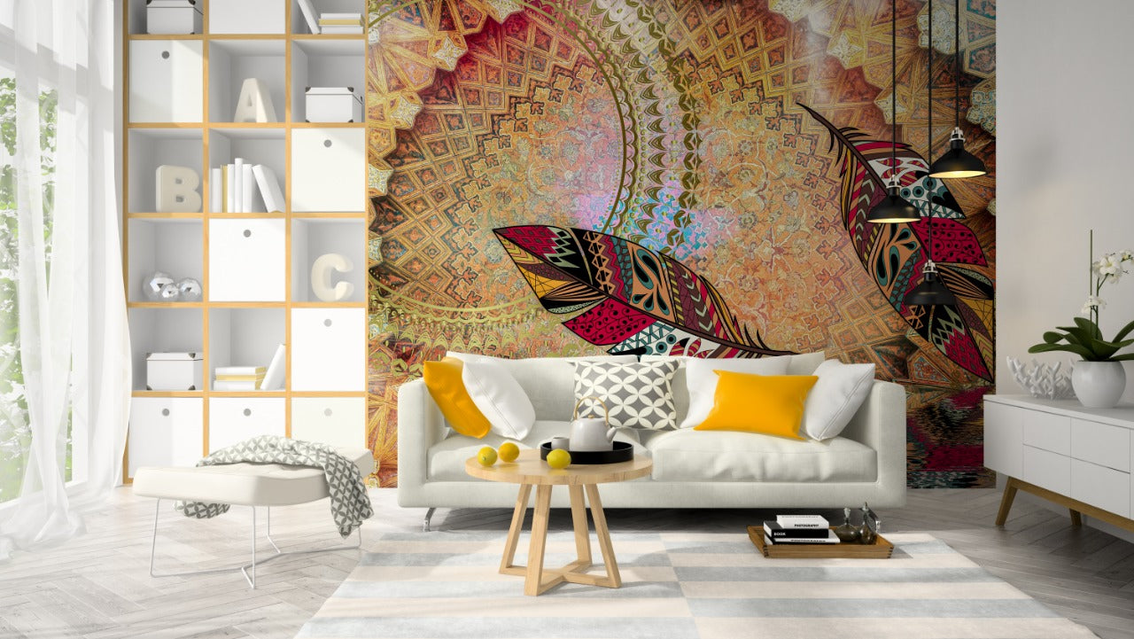 Semi-Doodled Shapes Wallpaper Wall-cover