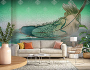 Feather Floating On Water Wall-cover