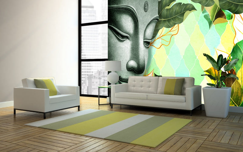 Calming Grey Side Face & Patterned Background Wall-cover