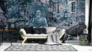 Black & White Buddha In Printed Background Wallpaper for wall