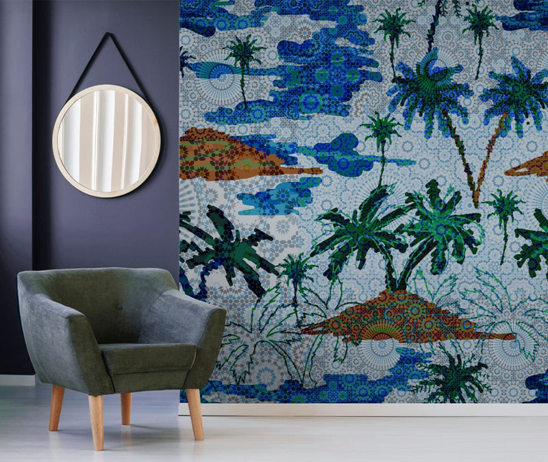 Uneven Coconut Tree Landscape Wallpaper for wall