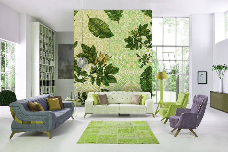 Scattered Branches & Leaves Modern Wallpaper for wall