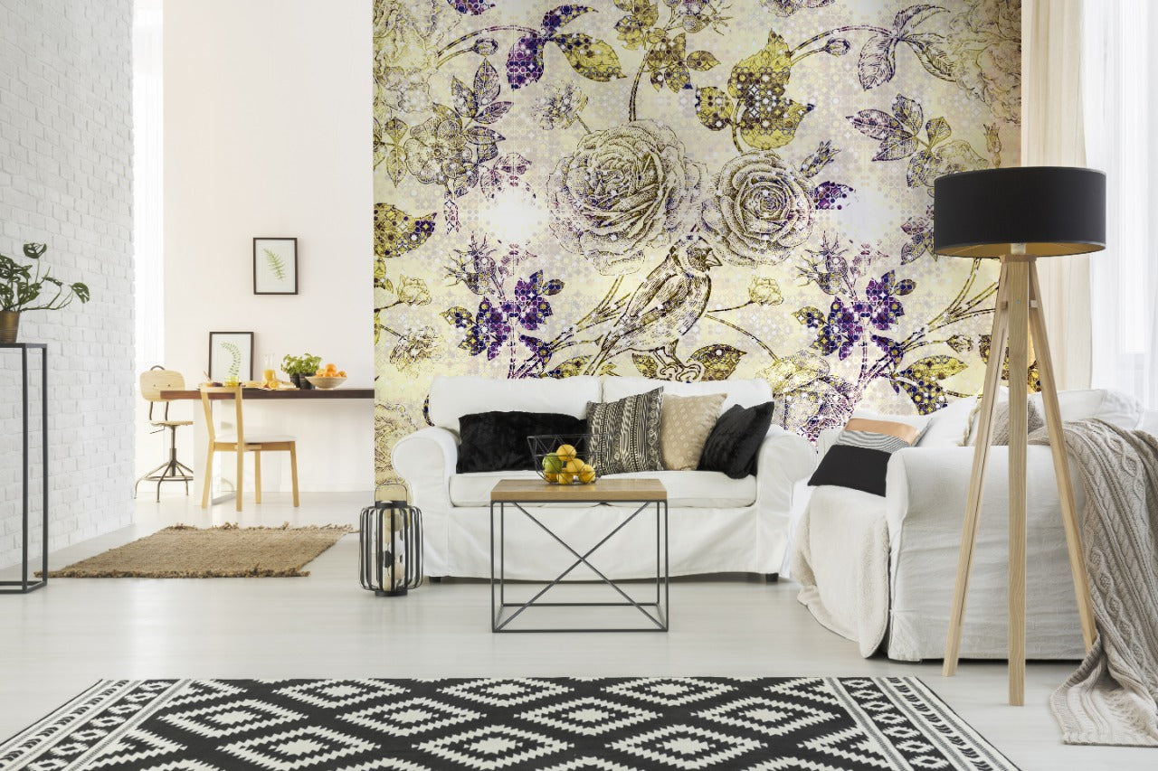 Hand Drawn Look  Birds & Branches Wallpaper for wall