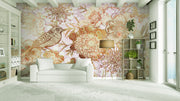 Flower Bird Sketched Type Wallpaper for wall