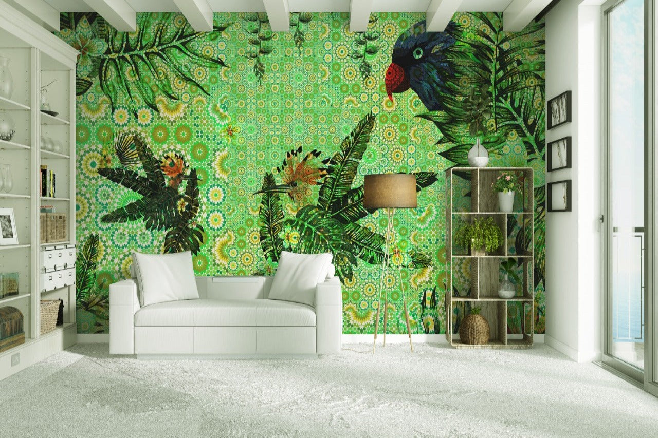 Dark Green Leaves Along Side Eagles Face Wallpaper for wall