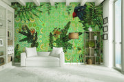 Dark Green Leaves Along Side Eagles Face Wallpaper for wall