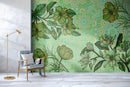 Green Floral Dull Finish Wallpaper for wall
