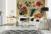Aesthetic Peach Based Red Hibiscus Flower Wallpaper for wall