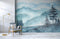 Dull Finish Snow Mountain behind round patterns wall coverings