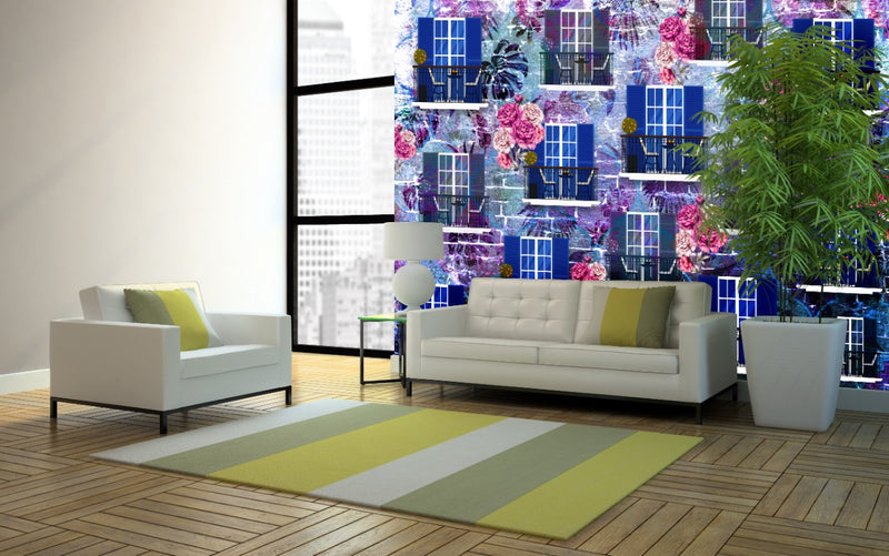 Floral Building Look Wallpaper wall covering