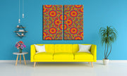 Pink Orange Indian Pattern, Set Of 2