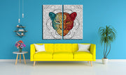 Wild Cat Indian Pattern Art, Set Of 2