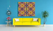 Pink Yellow Indian Pattern, Set Of 2