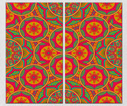 Pink Orange Indian Pattern, Set Of 2