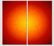 Yellow To Red Shaded Mandala Art, Set Of 2