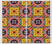 Pink Yellow Indian Pattern, Set Of 2