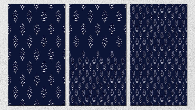 Blue White Indian Pattern Art, Set Of 3